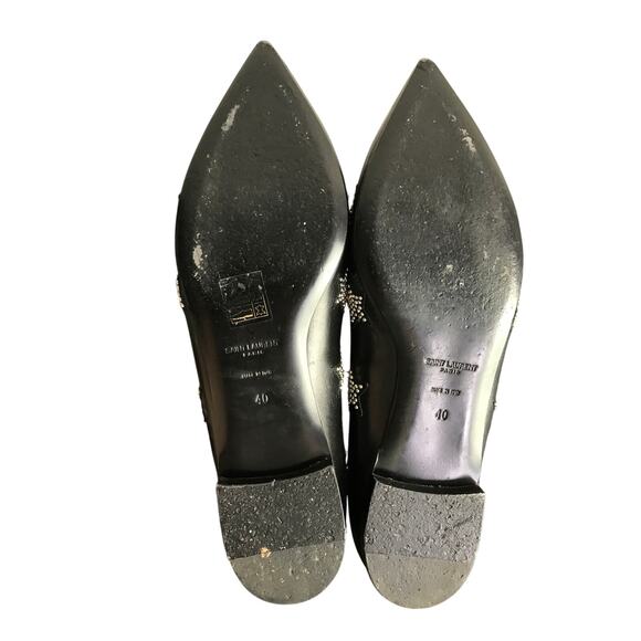 Saint Laurent Paris Flat Wmns Size 40EU Studded Star Pointed Toe Leather LuxCool - Picture 7 of 8